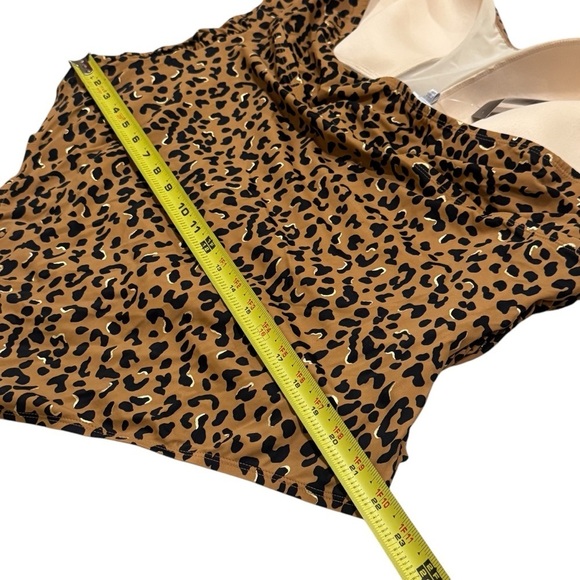 NEW Avenue Tan Black Gold Cheetah Print Halter Deep Back One Piece Size 26W - Picture 9 of 10